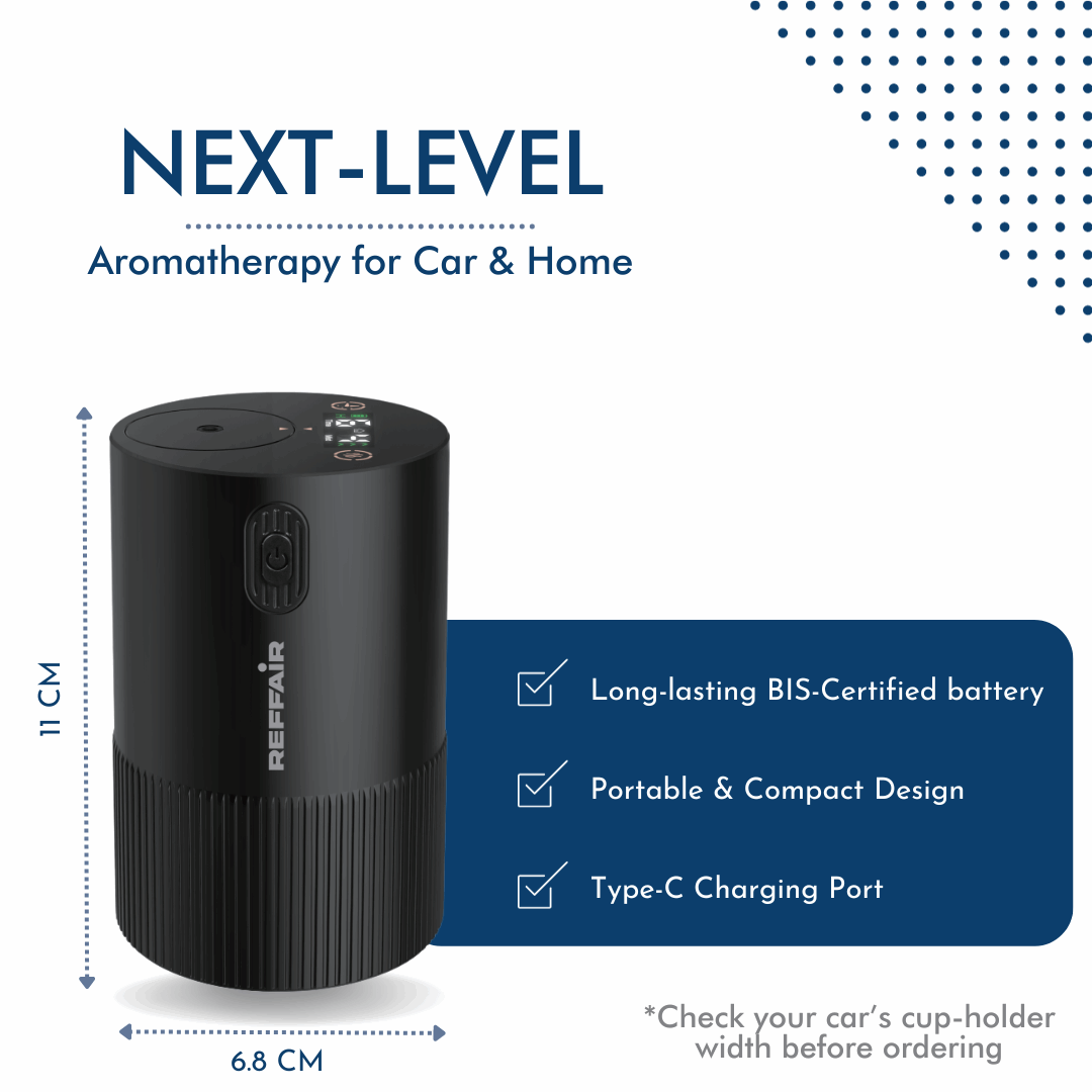 Reffair 212 XP Aroma Oil Diffuser for Cars, Home & Office | Essential Oil Diffuser for Aromatherapy with Display & Timer Function (Black)