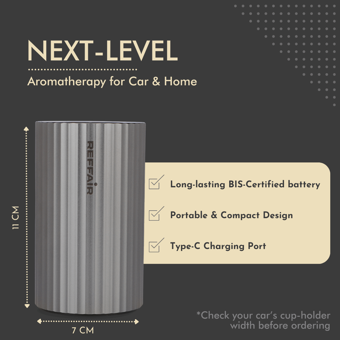 Reffair 212 XM Waterless Essential Oil Diffuser for Cars, Home & Office | Essential Oil Diffuser for Aromatherapy with Display & Timer Function