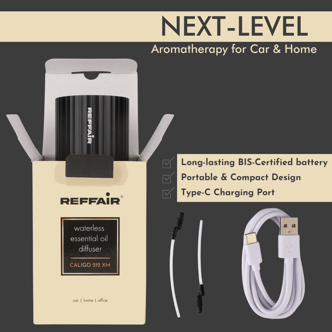 Reffair 212 XM Waterless Essential Oil Diffuser for Cars, Home & Office | Essential Oil Diffuser for Aromatherapy with Display & Timer Function