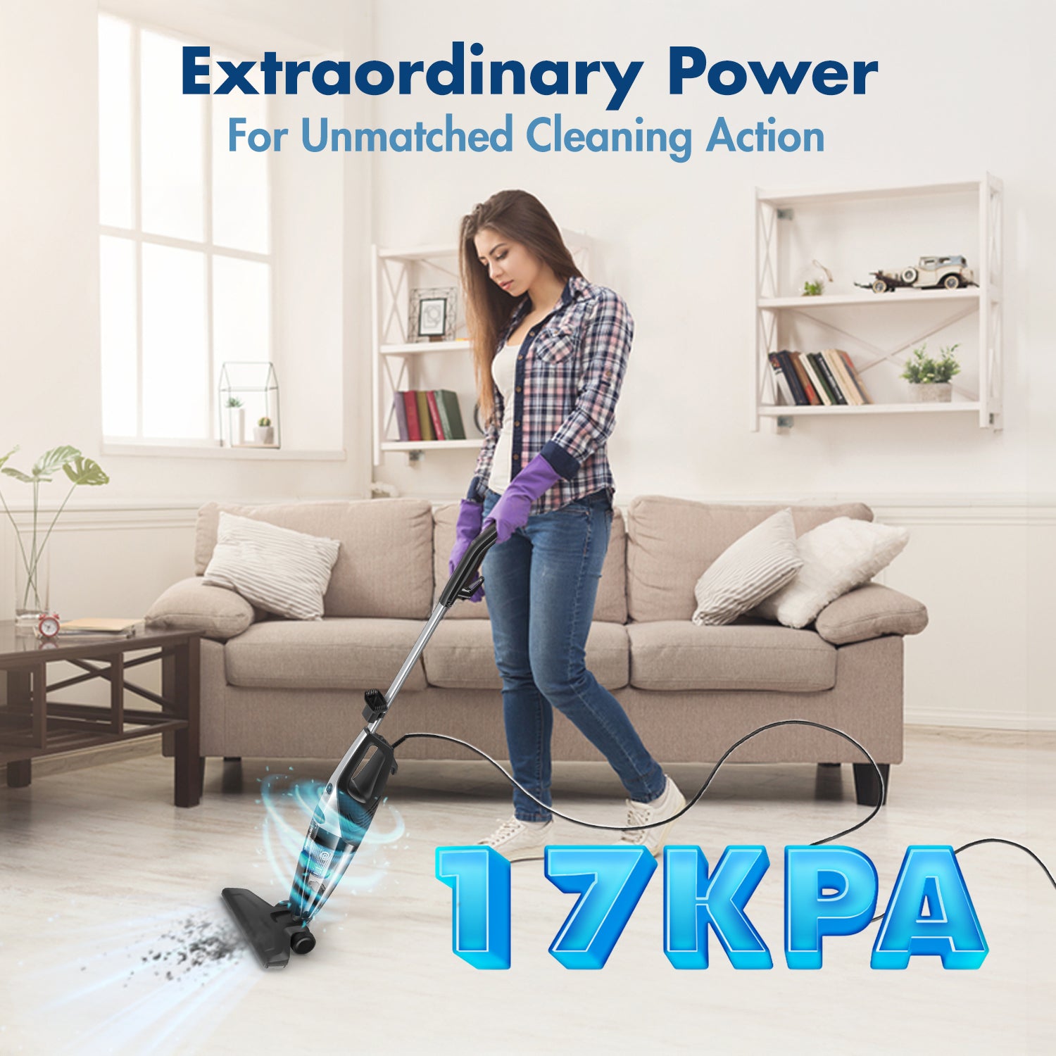 Reffair Cleanjet 1000W Handheld Vacuum Cleaner for Home Use, 17 kPa Suction, Cyclone 10 Technology, High-Performance Motor, Lightweight (Silver Grey)