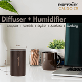 Reffair Caligo 20 Car Aromatherapy Essential Oil Diffuser | Portable Mini Ultrasonic Mist Humidifier | 100ml USB-Powered | Aroma Diffuser Freshener for Vehicle Home Office Bedroom(Brown)