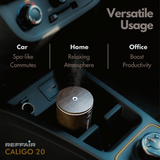 Reffair Caligo 20 Car Aromatherapy Essential Oil Diffuser | Portable Mini Ultrasonic Mist Humidifier | 100ml USB-Powered | Aroma Diffuser Freshener for Vehicle Home Office Bedroom(Brown)