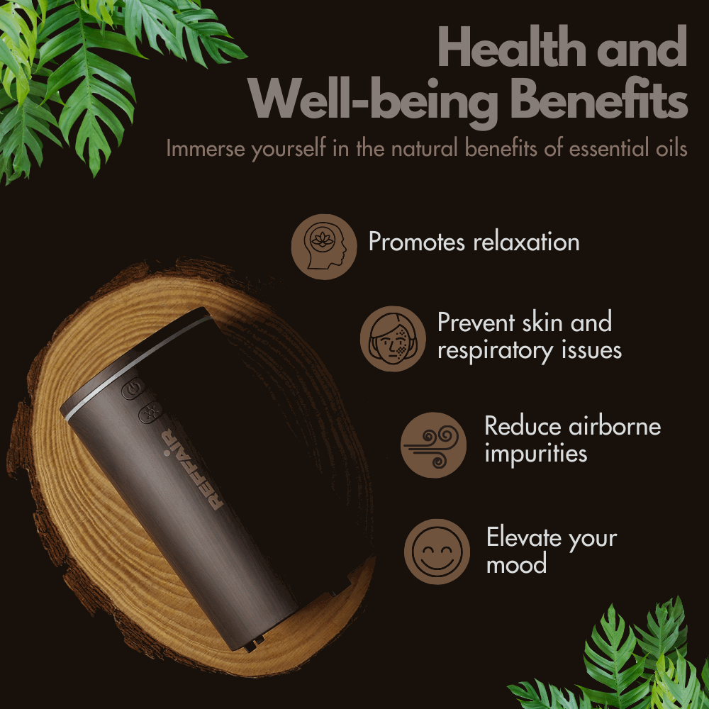 Reffair Caligo 20 Car Aromatherapy Essential Oil Diffuser | Portable Mini Ultrasonic Mist Humidifier | 100ml USB-Powered | Aroma Diffuser Freshener for Vehicle Home Office Bedroom(Brown)