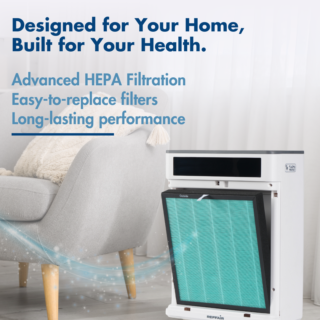 Reffair LivAir-350 Home Air Purifier with Plasma Protect technology, H13 TRUE HEPA Filter with Activated Carbon, Removes 99.97% Pollutants & Allergens, AQI Display, Aromatherapy