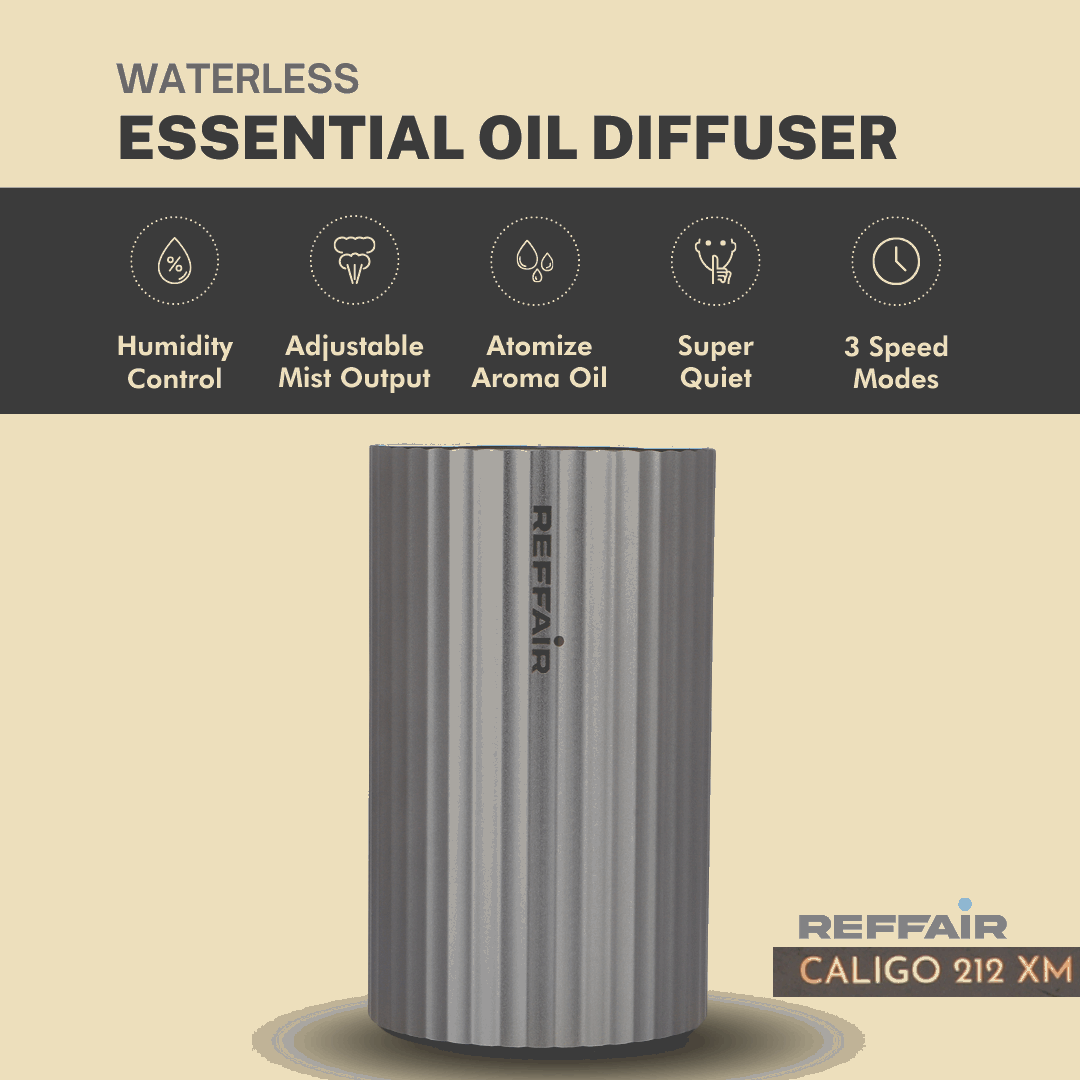Reffair 212 XM Waterless Essential Oil Diffuser for Cars, Home & Office | Essential Oil Diffuser for Aromatherapy with Display & Timer Function