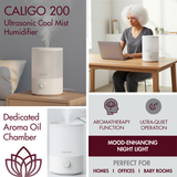 Reffair Caligo 200 Ultrasonic Cool Mist Humidifier | 3.5L Top Fill Tank, Aromatherapy Function, Soothing Night Light, Quiet Operation, Auto Shut-Off, Air Humidifier for Bedroom, Baby & Office