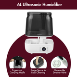 Reffair Caligo 700 Ultrasonic Humidifier 6L – Cool & Warm Mist | Large Room Humidifier with Touch Panel, Hygrostat + External Sensor, Aroma Diffuser, Silent Sleep Mode, Auto Shut-Off & 12H Timer (Up to 400 Sq Ft)