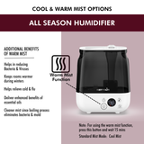 Reffair Caligo 700 Ultrasonic Humidifier 6L – Cool & Warm Mist | Large Room Humidifier with Touch Panel, Hygrostat + External Sensor, Aroma Diffuser, Silent Sleep Mode, Auto Shut-Off & 12H Timer (Up to 400 Sq Ft)