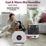 Reffair Caligo 700 Ultrasonic Humidifier 6L – Cool & Warm Mist | Large Room Humidifier with Touch Panel, Hygrostat + External Sensor, Aroma Diffuser, Silent Sleep Mode, Auto Shut-Off & 12H Timer (Up to 400 Sq Ft)