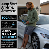 AirSwift100 4-in-1 Jump Starter (800A Peak for 8.0L Gas/5.0L Diesel), Portable Tyre Inflator (150 PSI, 22L/Min), 8000mAh Power Bank, LED Emergency Light – BIS Certified, Compact Car Essential with Bag