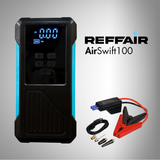 AirSwift100 4-in-1 Jump Starter (800A Peak for 8.0L Gas/5.0L Diesel), Portable Tyre Inflator (150 PSI, 22L/Min), 8000mAh Power Bank, LED Emergency Light – BIS Certified, Compact Car Essential with Bag