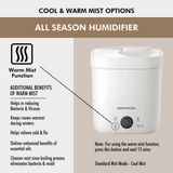 Reffair Caligo 500 Ultrasonic Cool & Warm Mist 4L Humidifier for Bedrooms | Ultrasonic Humidifier with Essential Oil Diffuser function | Digital Display | Sleep Mode | Top-Fill Design