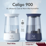 REFFAIR CALIGO 900 ULTRASONIC HUMIDIFIER 6L COOL WARM MIST WITH PLASMA ION PURIFICATION, SMART HUMIDISTAT, TOP FILL DESIGN, AUTO SHUT OFF — PREMIUM HOME AIR HUMIDIFIER