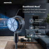Reffair PureFlo Apex X360 3D Air Circulation Fan | Plasma Air Refresh Technology | 90° Horizontal + 120° Vertical Oscillation | 8 Speeds | Remote Control | Adjustable Height | 25dB Quiet Operation | Energy Efficient