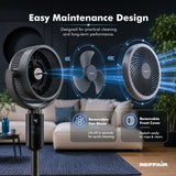 Reffair PureFlo Apex X360 3D Air Circulation Fan | Plasma Air Refresh Technology | 90° Horizontal + 120° Vertical Oscillation | 8 Speeds | Remote Control | Adjustable Height | 25dB Quiet Operation | Energy Efficient