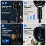 Reffair PureFlo Apex X360 3D Air Circulation Fan | Plasma Air Refresh Technology | 90° Horizontal + 120° Vertical Oscillation | 8 Speeds | Remote Control | Adjustable Height | 25dB Quiet Operation | Energy Efficient
