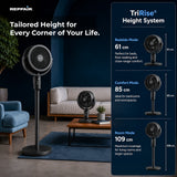Reffair PureFlo Apex X360 3D Air Circulation Corded Fan | Plasma Air Refresh Technology | 90° Horizontal + 120° Vertical Oscillation | 8 Speeds | Remote Control | Adjustable Height | 25dB Quiet Operation | Energy Efficient